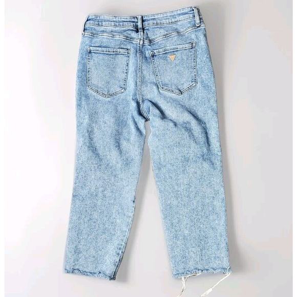 Guess jeans Sz 30‎ Gold Triangle Logo High Rise Cropped Jeans - Picture 1 of 15